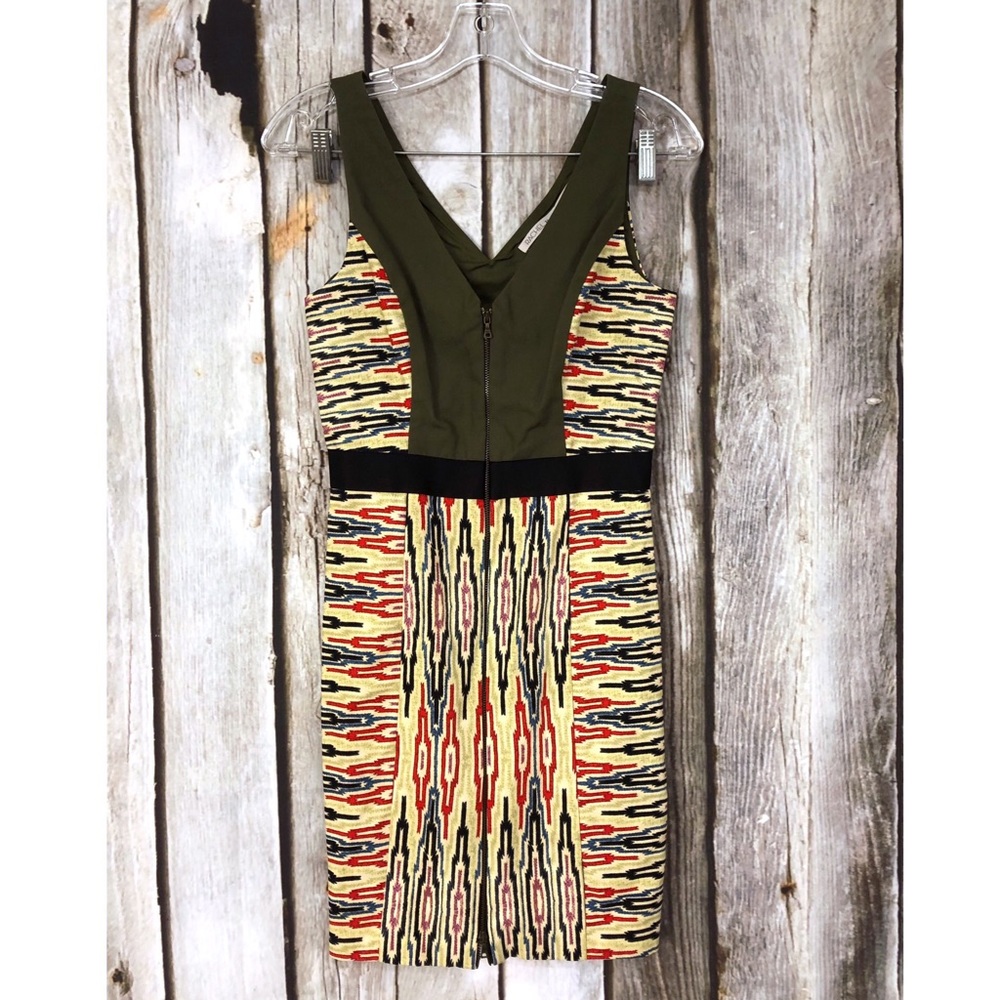 RACHEL by Rachel Roy Zip V Neck Aztec Mini Dress